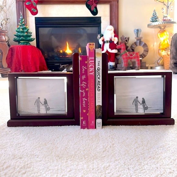 Brand New Jordan Mark Solid Wood Cherry Finish Photo Picture Frame Bookends Pair - Picture 2 of 16